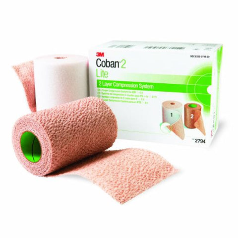 3M, Coban2 Lite 2 Layer Compression Bandage System 4 Inch X 2-9/10 Yard And 4 Inch X 5-1/10 Yard Self-Adherent, Case Of 8 3M
