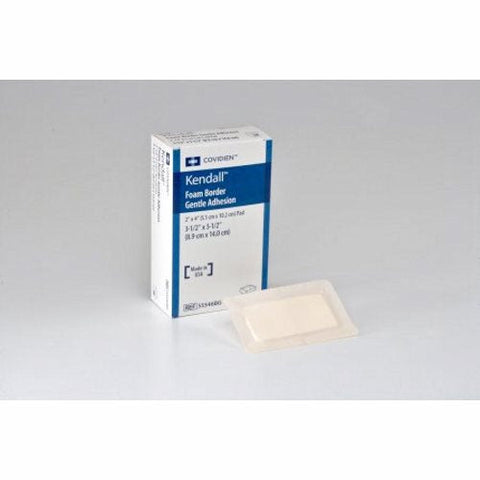 Cardinal, Foam Dressing 3-1/2 X 5-1/2 Inch With Border Film Backing Silicone 55546BG, Count of 1 Cardinal