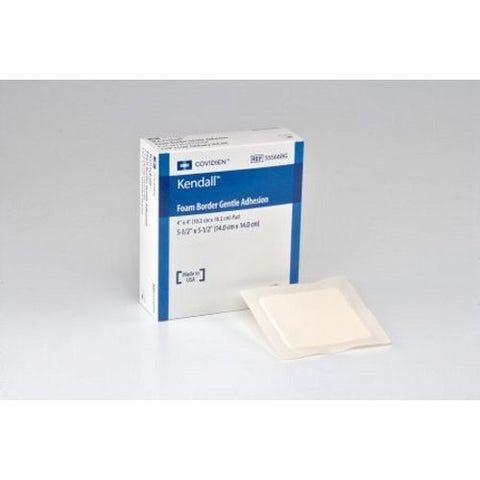 Cardinal, Foam Dressing 5-1/2 X 5-1/2 Inch With Border Film Backing Silicone 55566BG, Case Of 5 Cardinal