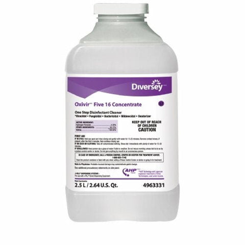Diversey, Oxivir Five 16 Concentrate Based J-Fill Liquid Surface Disinfectant Cleaner, 2.5 Liters Diversey