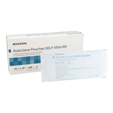 McKesson, Sterilization Pouch Ethylene Oxide Gas / Steam 5-1/4 X 10 Inch Transparent 16-6424, Box Of 200 McKesson