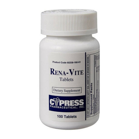 Cypress Pharmaceutical, Multivitamin Supplement Rena-Vite Folic Acid / Vitamin B 0.8 mg Strength Tablet 100 per Bottle, 100 Tablets Cypress Pharmaceutical