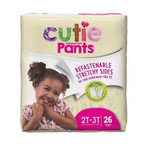 First Quality, Female Toddler Training Pants Cutie Pants Pull On with Tear Away Seams 2T to 3T Disposable Heavy Abs, Case Of 4 First Quality