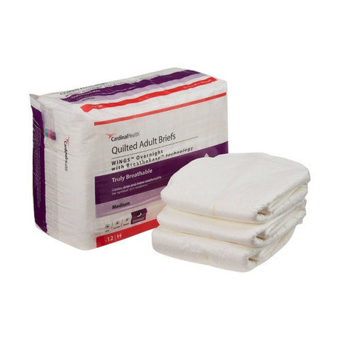 Cardinal, Unisex Adult Incontinence Brief Overnight Quilted Medium Disposable Heavy Absorbency, Count of 8 Cardinal