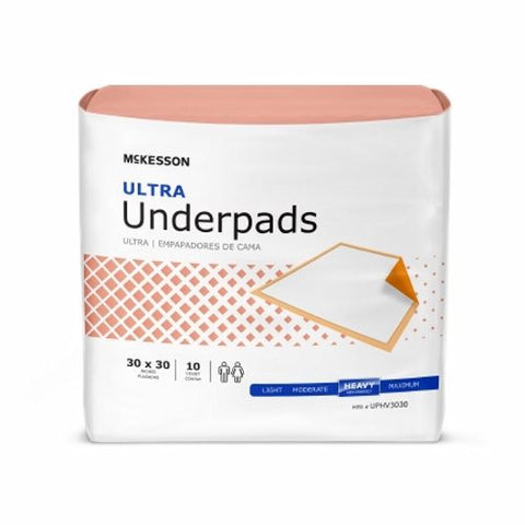 McKesson, Disposable Underpad 30 X 30 Inch Fluff Polymer Heavy Absorbency UPHV3030, Count of 10 McKesson
