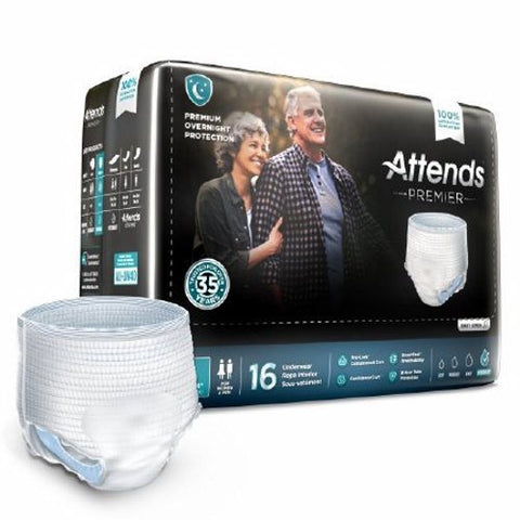 Premier Protective Underwear With Dry Lock Containment Core For Adult Incontinence Care Unisex Large Case Of 4 by Attends