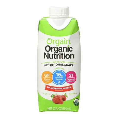 Orgain, Organic Nutritional Shake Strawberries And Cream Flavor Liquid Oral Supplement, 11 Oz Orgain