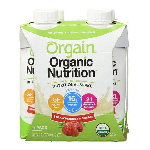 Orgain, Organic Nutritional Shake Strawberries And Cream Flavor Liquid Oral Supplement, 11 Oz Orgain