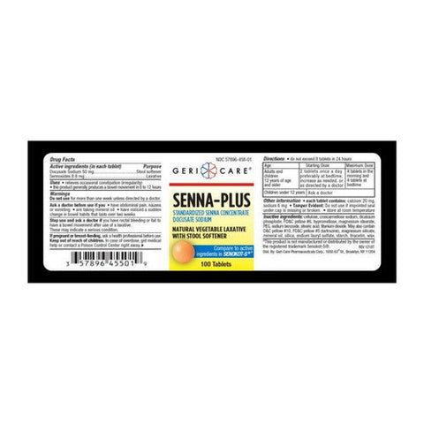 Gericare, Stool Softener Senna  Plus Tablet 1,000 per Bottle 50 mg - 8.6 mg Strength Docusate Sodium / Sennosi, Count of 1 Gericare