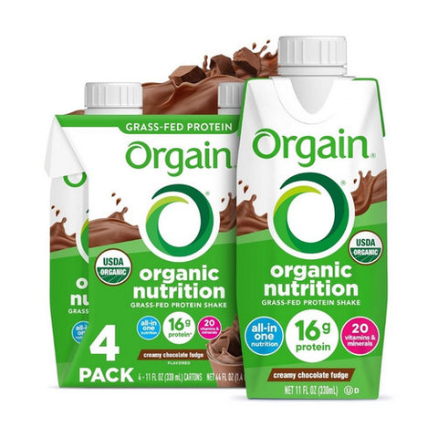Orgain, Organic Nutritional Shake Creamy Chocolate Fudge Flavor Liquid Oral Supplement, Pack Of 4 Orgain