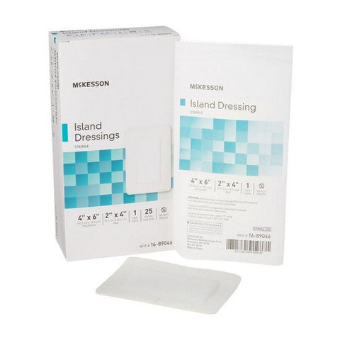 McKesson, Adhesive Dressing McKesson 4 X 6 Inch Polypropylene / Rayon Rectangle White Sterile, Box Of 25 McKesson