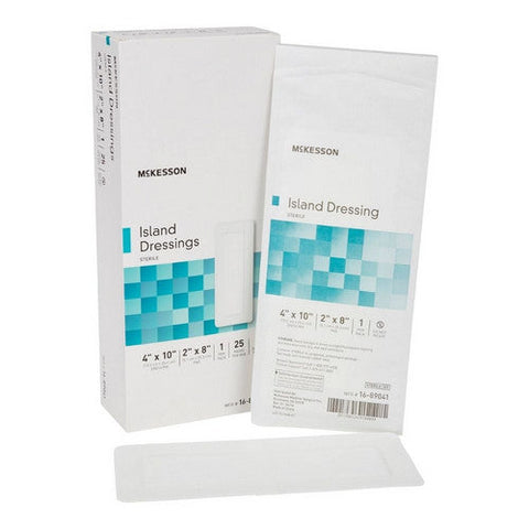 McKesson, Adhesive Dressing McKesson 4 X 10 Inch Polypropylene / Rayon Rectangle White Sterile, Box Of 25 McKesson