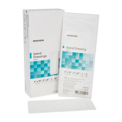 McKesson, Adhesive Dressing McKesson 4 X 10 Inch Polypropylene / Rayon Rectangle White Sterile, Case Of 4 McKesson