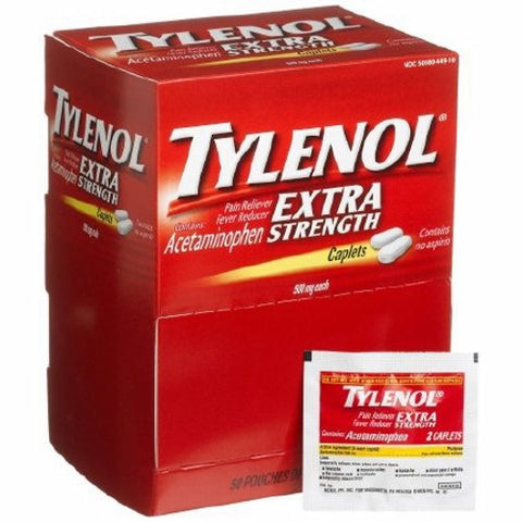Tylenol, Pain Relief Tylenol  500 mg Strength Acetaminophen Caplet 50 per Box, Box Of 1 Tylenol