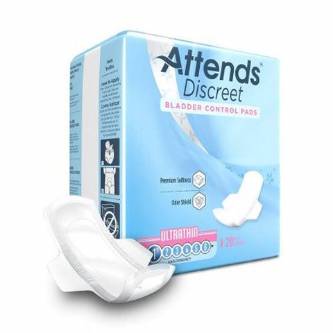 Attends, Discreet Ultra Thin Bladder Control Pads Light Absorbency 9 Inch Length, Case Of 24 Attends