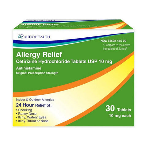 Auro Health, Cetirizine, 10 Mg, 30 Tabs Auro Health