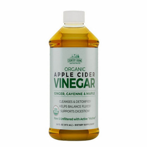 Country Farms, Organic Apple Cider Vinegar With Ginger Cayenne And Maple, 16 Oz