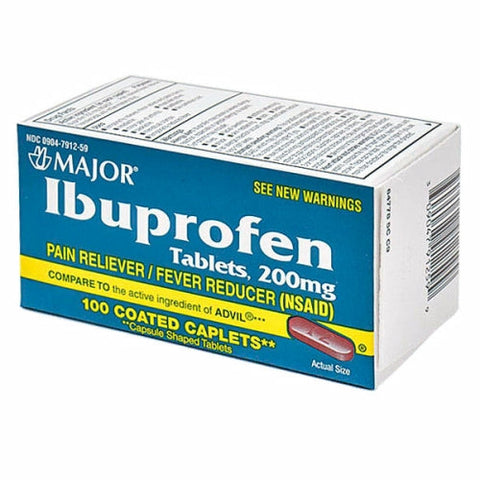 Major Pharmaceuticals, Ibuprofen Caplet Brown, 200 Mg, 100 Tabs Major Pharmaceuticals