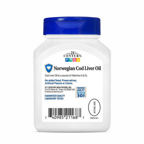 21st Century, Norwegian Cod Liver Oil, 400 Mg, 110 Softgels