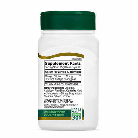 21st Century, Ginkgo Biloba Extract Standardised, 60 Veg Caps 21st Century
