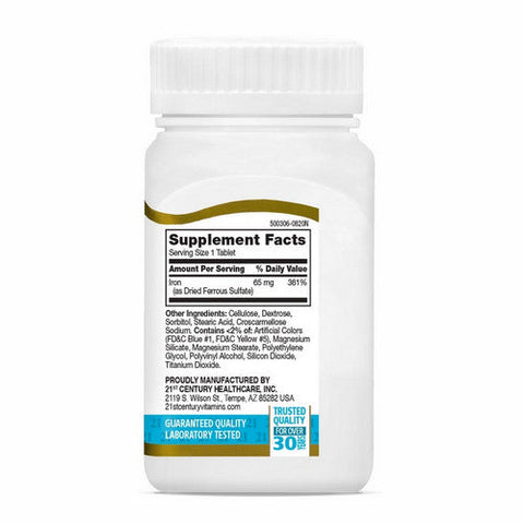 21st Century, Iron Ferrous Sulfate, 325 mg, 120 Tabs 21st Century