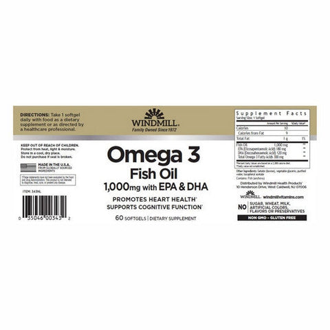 Windmill Health, Omega 3 Epa & Dha, 1000mg, 60 Soft gels Windmill Health