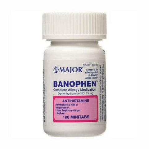 Major Pharmaceuticals, Banophen, 25mg, 100 Each Major Pharmaceuticals