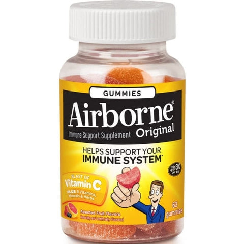 Airborne, Immune Support Gummies Assorted Fruit, 63 Gummies Airborne
