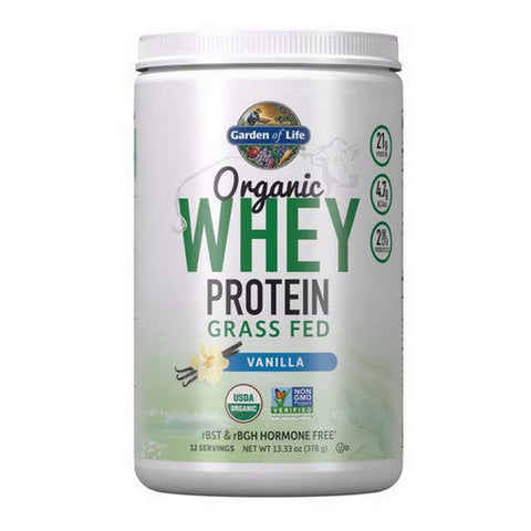 Garden of Life, Organic Whey Protein Grass fed Powder, Vanilla, 13.33 Oz Garden of Life
