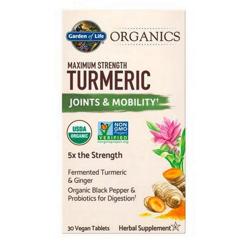 Garden of Life, Organics Maximum Strength Turmeric Joints & Mobility, 30 Vegan Tabs Garden of Life