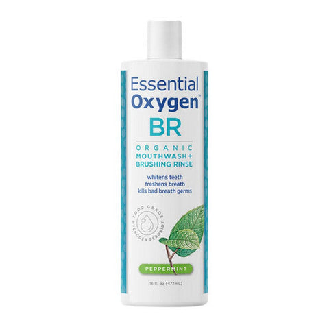 Essential Oxygen, BR Organic Mouthwash Brushing Rinse Peppermint, 16 Oz