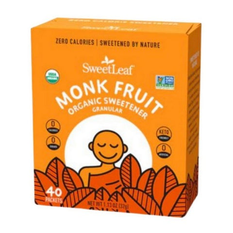 Sweetleaf Stevia, Monk Fruit Organic Sweetener Granular, 40 Count Sweetleaf Stevia