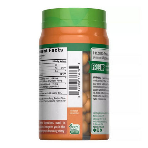 Nature's Truth, Turmeric Curcumin + Ginger Gummies Natural Peach, 70 Count Nature's Truth