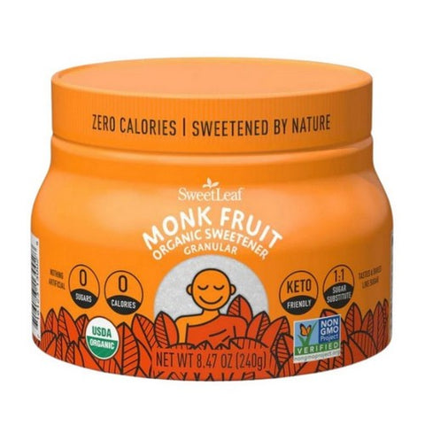 Sweetleaf Stevia, Organic Monk Fruit Sweetener Powder Cannister, 8.4 Oz Sweetleaf Stevia