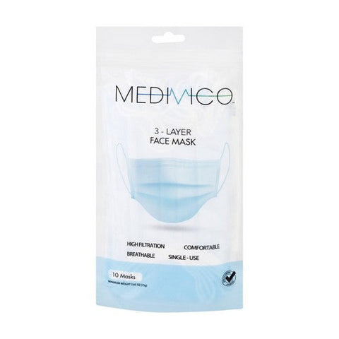 Medivico, Mask Civil Use 3 Ply, 10 Count Medivico