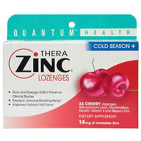 Quantum Health, Cold Season+ TheraZinc Lozenges, Cherry 24 Loz Quantum Health