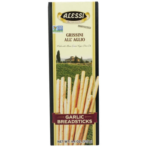 Alessi, Breadstick Thin Garlic, Case of 12 X 4.4 Oz Alessi