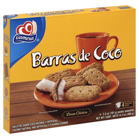 Gamesa, Cookie Barras De Coco, 14.3 Oz(Case Of 12) Gamesa