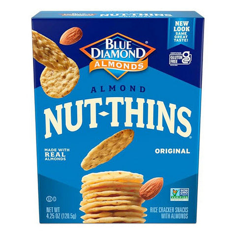 Blue Diamond, Almond Nut-Thins Rice Cracker Snacks with Almonds Original, 4.25 Oz(Case Of 12) Blue Diamond