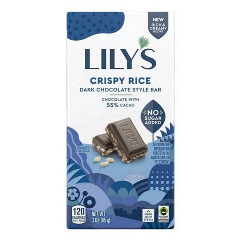 Lily's, Dark Chocolate With Stevia Crispy Rice, 3 Oz(Case Of 12) Lily's