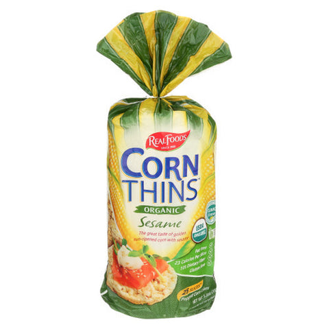Real Foods, Organic Corn Thins  Sesame, 5.3 Oz(Case Of 6) Real Foods