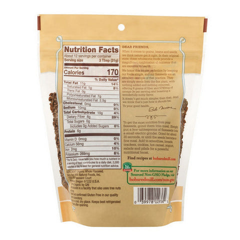 Bobs Red Mill, Organic Flaxseed Brown, 13 Oz(Case Of 4) Bobs Red Mill