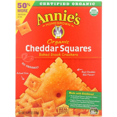 Annie's Homegrown, Organic Cheddar Squares Baked Crackers, 11.25 Oz(Case Of 6) Annie's Homegrown