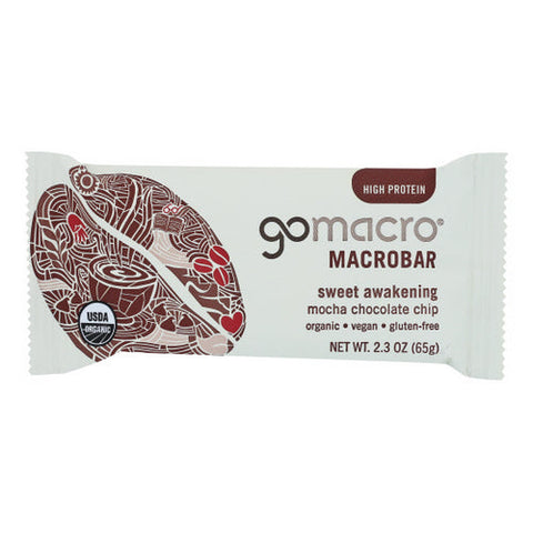 Gomacro, BarOrganic Mocha Chocolate Chip, Case of 12 X 2.3 Oz Gomacro