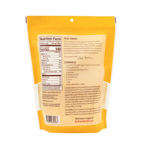 Bobs Red Mill, Orgainc Medium Grind Corn Meal, 24 Oz(Case Of 4) Bobs Red Mill