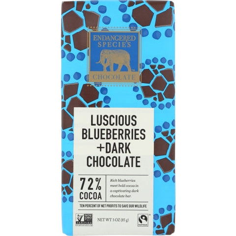 Endangered Species, Choc Bar Sea Turtle Drk Blbry, 3 Oz(Case Of 12) Endangered Species