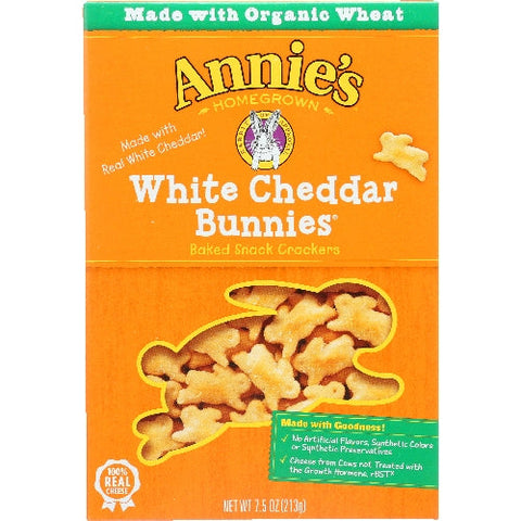 Annie's Homegrown, Organic White Cheddar Bunnies Baked Snack Crackers, 7.5 Oz(Case Of 12) Annie's Homegrown