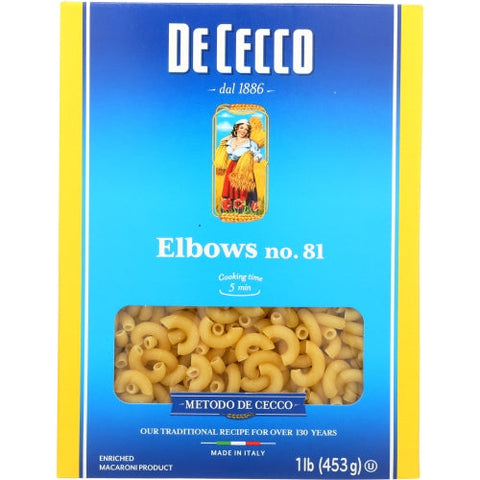 De Cecco, Pasta Elbows, Case of 20 X 16 Oz De Cecco