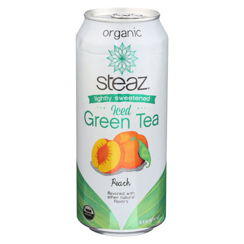 Steaz, Lightly Sweetened Green Tea  Peach, 16 Oz(Case Of 12) Steaz