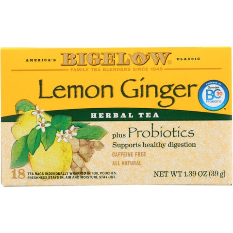 Bigelow, Lemon Ginger Herbal Tea Plus Probiotics, 1.39 Oz(Case Of 6) Bigelow